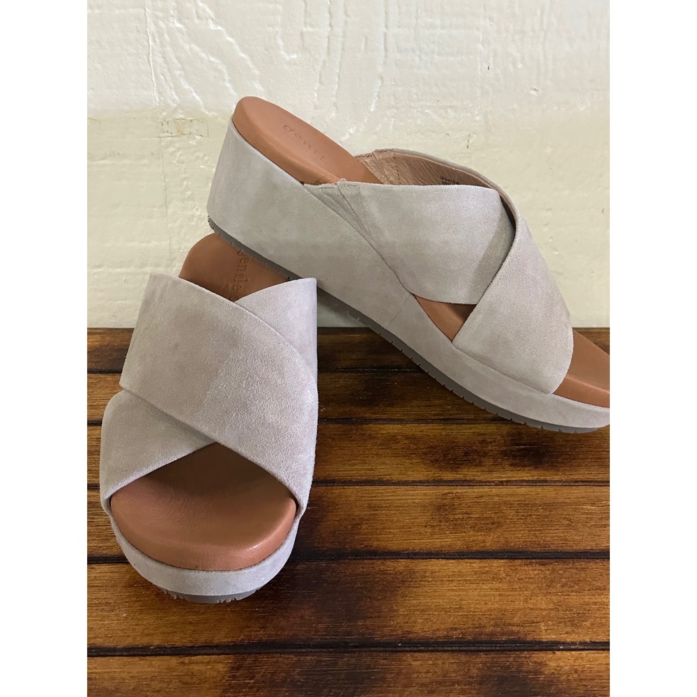 Gentle Souls Kenneth Cole Wedge Women's 9.5 Mckenzie Suede‎ Leather Slides